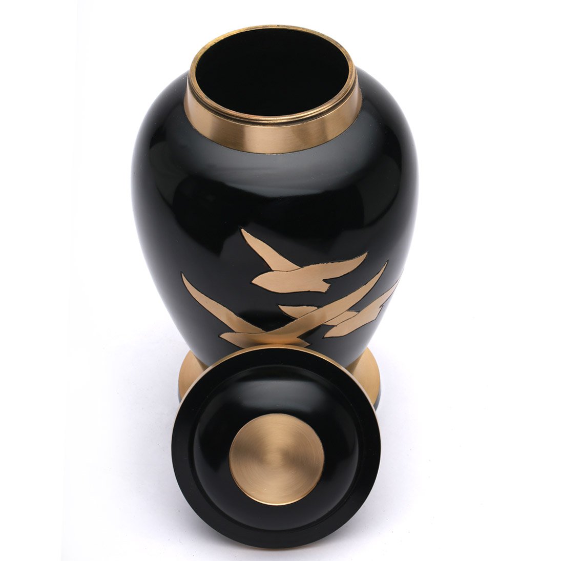 Large Going Home Black Adult Urn for Human Ashes, Brass Memorial Cremation Urns