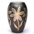 Large Majestic Lilies Brass Adult Memorial Urn, Cremation Urn for Ashes USA