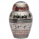 Small Urns for Human Ashes, Silver & White Floral Memorial Keepsake Cremation Urn