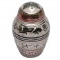 Small Urns for Human Ashes, Silver & White Floral Memorial Keepsake Cremation Urn