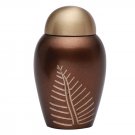 Mini Bronze Leaf Imprint Brass Funeral Keepsake Urn, Cremation Urn for Human Ashes