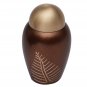 Mini Bronze Leaf Imprint Brass Funeral Keepsake Urn, Cremation Urn for Human Ashes