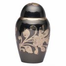 Small Black & Gold Floral Keepsake Memorial Urn, Brass Funeral Urn for Ashes USA