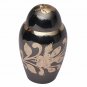 Small Black & Gold Floral Keepsake Memorial Urn, Brass Funeral Urn for Ashes USA