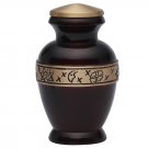 Marron Color Gold Band Small Keepsake Cremation Urn with Velvet Box, Memorial Urn for Ashes