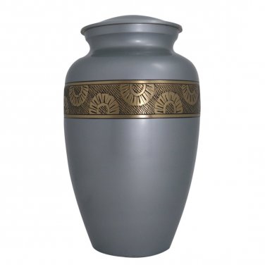 Large Urn for Funeral, Silver Blue Adult Brass Cremation Urn
