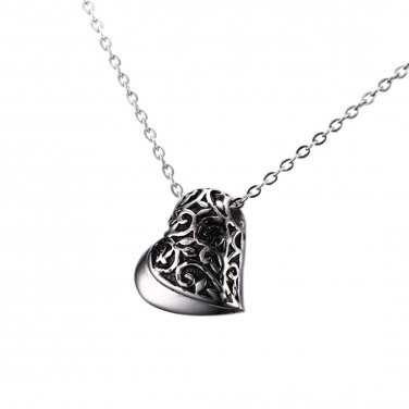 Perfect Memorial Heart Shape Cremation Keepsake Necklace Urn, Stainless Steel Memorial Jewelry