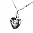 Heart Shape Cremation Jewelry - 'Always In My Heart' Keepsake Memorial Necklace