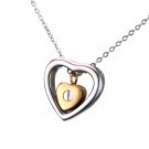 Two Hearts Cremation Urn Necklace, Stainless Steel Jewelry Keepsake Pendant for Ashes