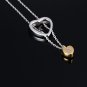 Two Hearts Cremation Urn Necklace, Stainless Steel Jewelry Keepsake Pendant for Ashes