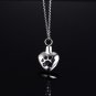Stainless Steel Black Paw Print Heart Shape Cremation Keepsake Urn Pendant Necklace