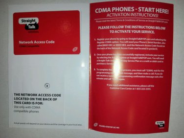 Straight talk BYOP new CDMA Access code for Verizon 3G & CDMA compatible