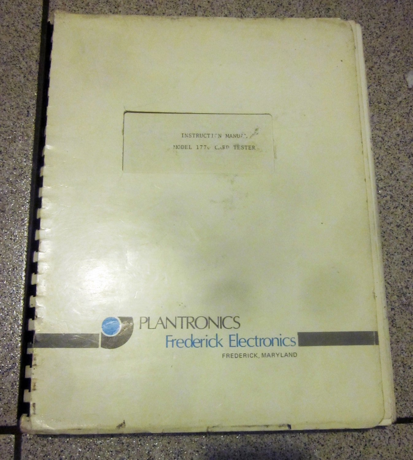 PLANTRONICS INSTRUCTION MANUAL - MODEL 1776 CARD TESTER