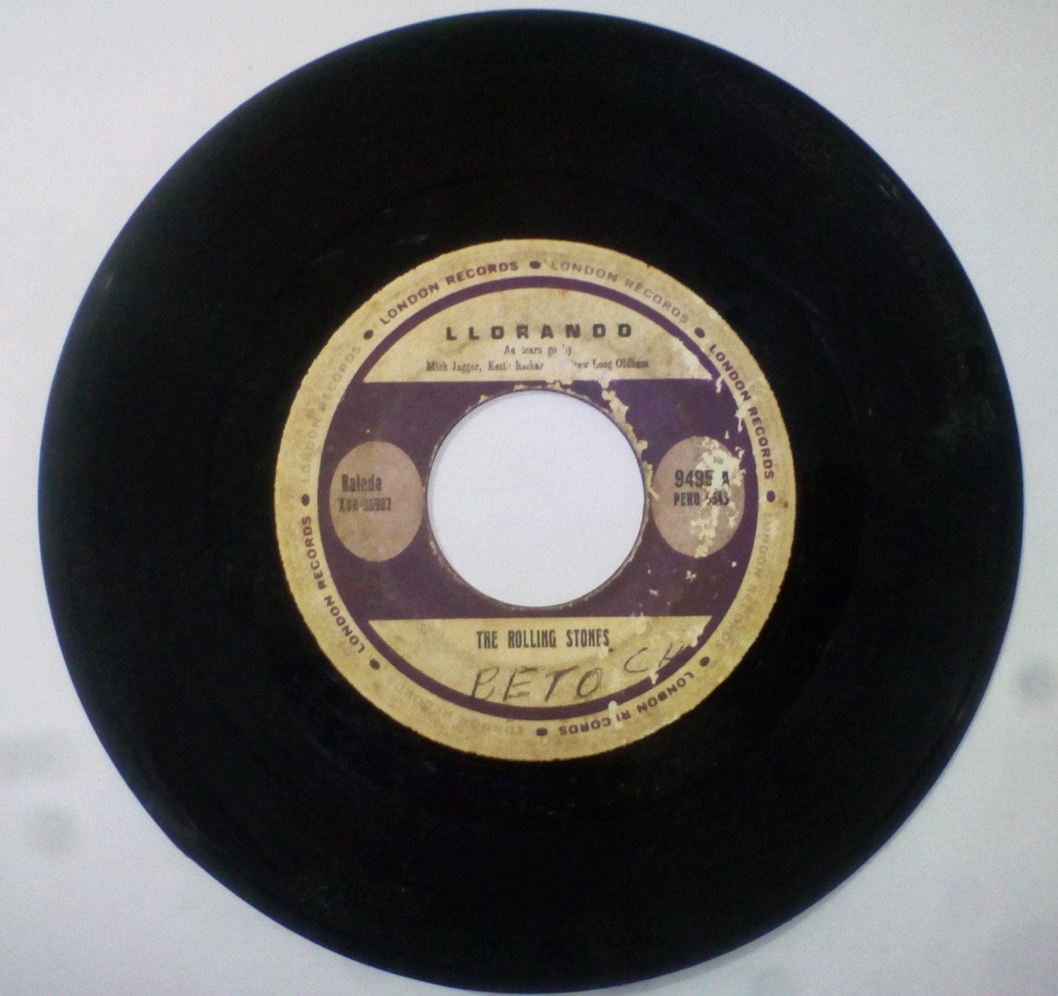 THE ROLLING STONES -AS TEARS GO BY / LLORANDO- 7'' RARE PERU EDIT
