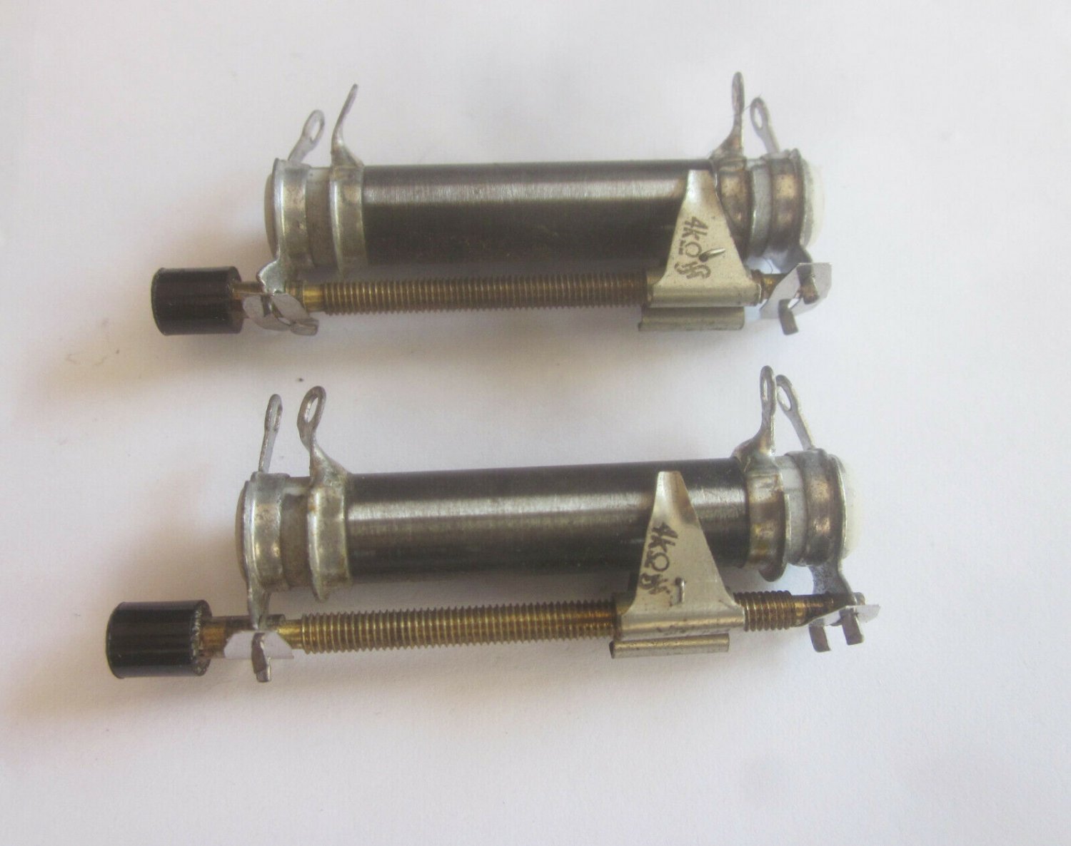 LOT OF 2 WIRE WOUND VARIABLE SLIDE RESISTORS 4K OHM RHEOSTAT *NOS*