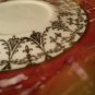 Vintage Czech JSK Hand Painted Tea Cup Saucer Set Burgundy Red and Gold Bone China