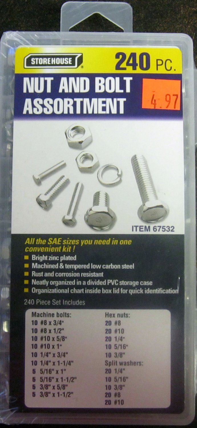 New Storehouse 240-Pc. Nut and Bolt Assortment #67532