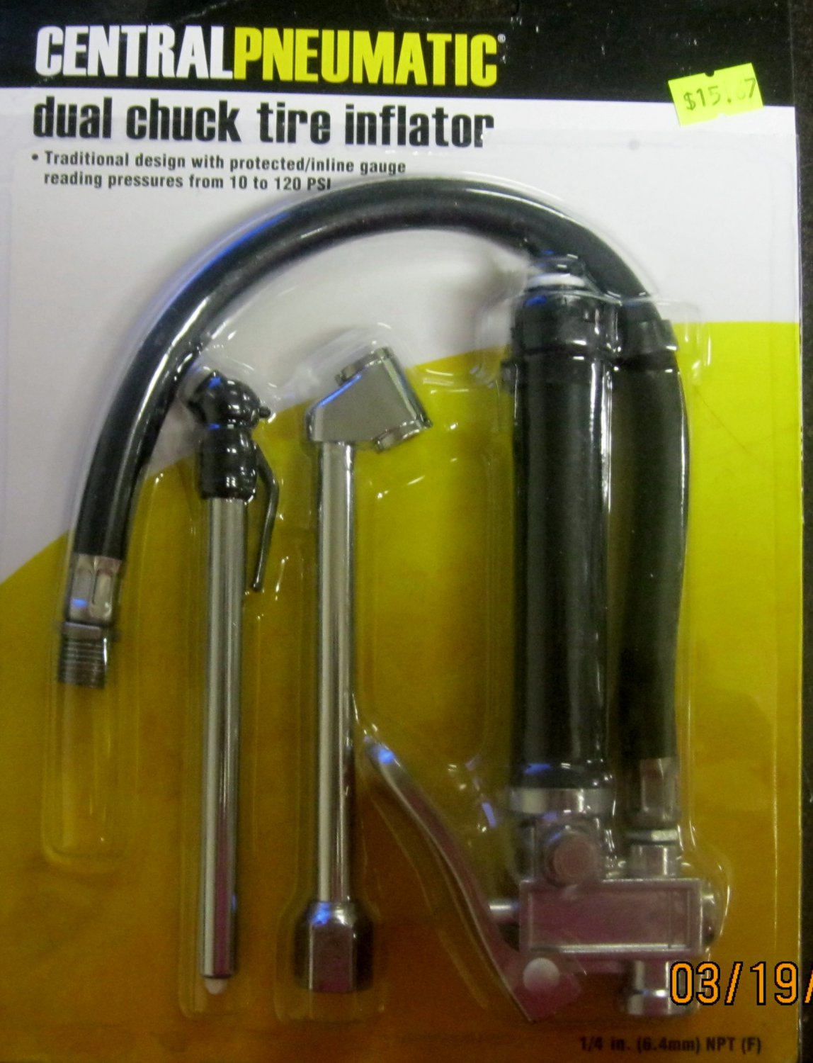 New Central Pneumatic Dual Chuck Tire Inflator 61380