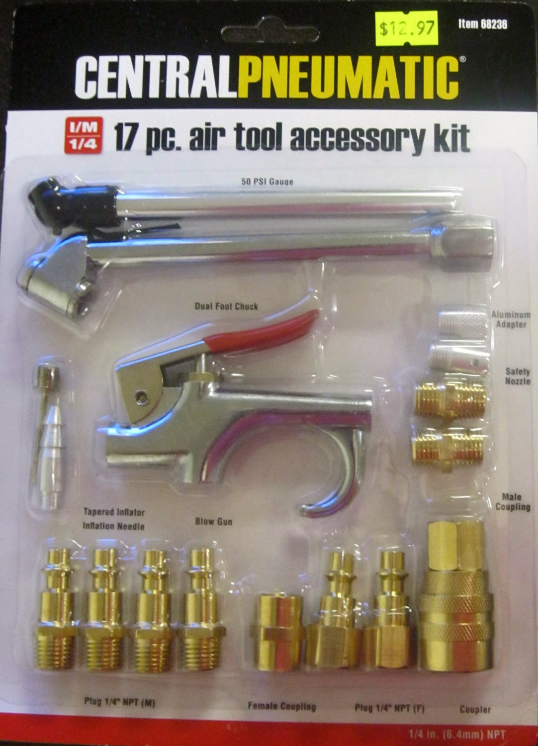 Details about   Central Pneumatic 68236 17 Pc Air Tool Starter Kit  I/M 1/4 