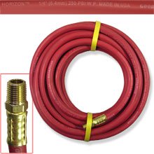 100 ft x 1/4" ID CONTINENTAL Red Rubber Air Hose 250 PSI W.P.