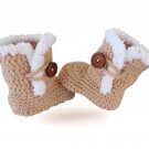 2017 Baby gift, Baby snow booties, crochet baby UGG like boots, new born Tan fur booties