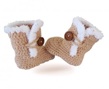 2017 Baby gift, Baby snow booties, crochet baby UGG like boots, new born Tan fur booties
