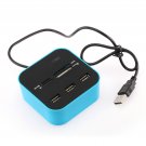 New All in one Hub 3 Ports USB Memory Card Reader MS Micro SD MMC Blue