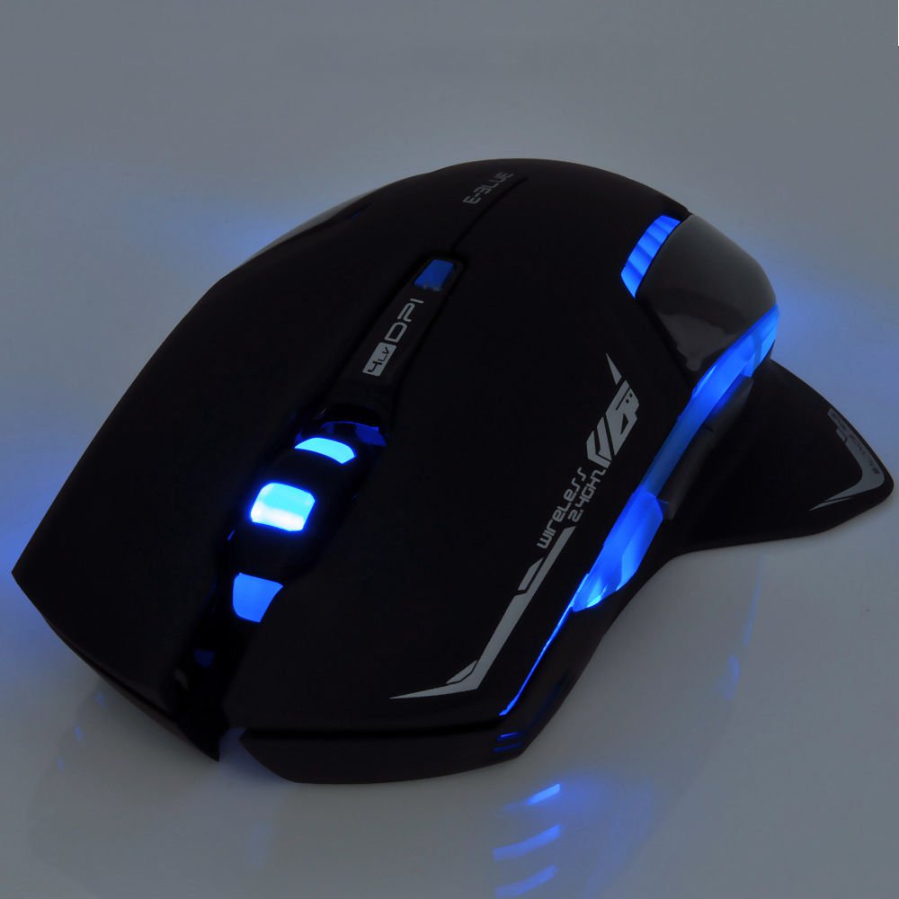 Newest 2.4GHz Esport Blue LED Wireless Optical Gaming Game Mouse 2500 DPI