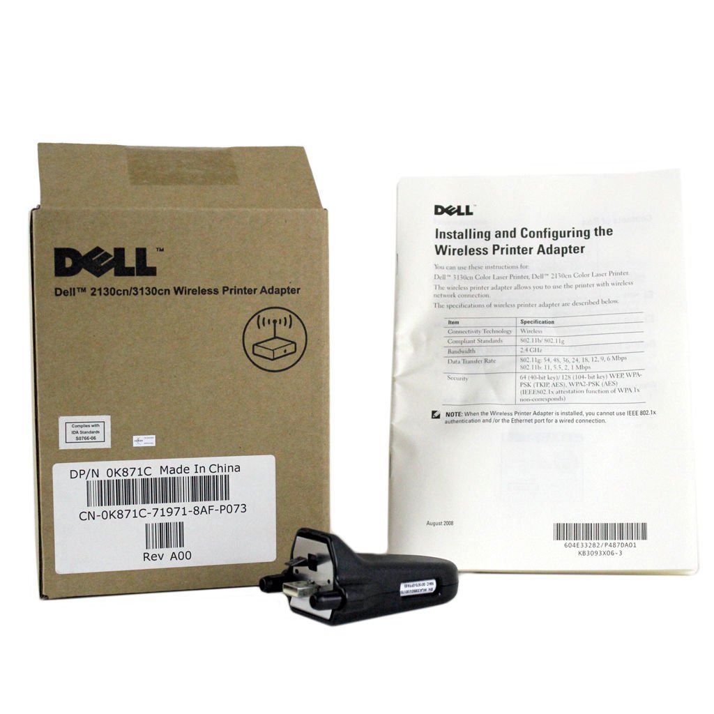 New Dell 2130cn 3130cn WLA3310 Wireless Printer Adapter Kit K871C