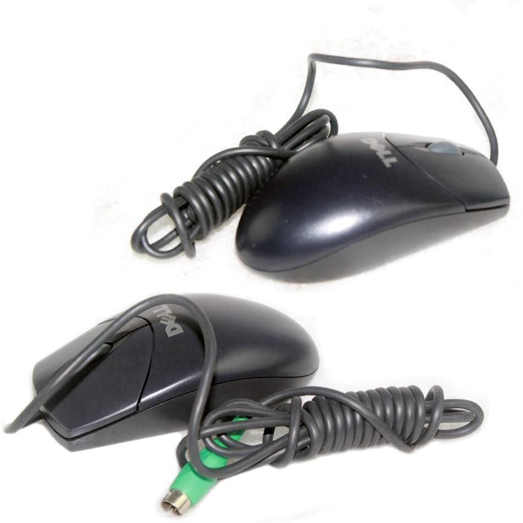 LOT OF 2 Dell Black PS/2 TwoButton Wired Scroll Mouse