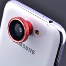 Magnet 3 in 1 Fisheye Lens Wide Angle Micro Lens For HTC One m8 e8 Butterfly Red
