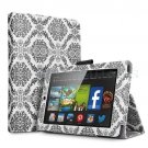 For 2014 Amazon Kindle Fire HD 7"  Folio PU Leather Case Smart Cover Stand damask black