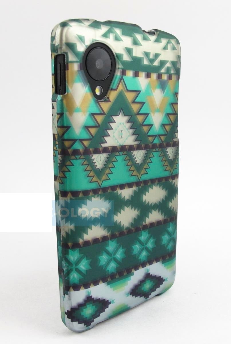 For LG Google Nexus 5 D820 Graphic Design Snap-On Phone Mint Green Aztec Pattern