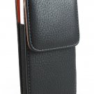 Black Vertical Leather Belt Clip Pouch Holster Case for Samsung Galaxy Alpha