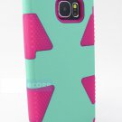 New Mint Green & Pink Samsung Galaxy S6 S 6  Hybrid Dual Layer Case Cover