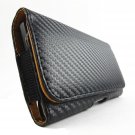 New Black Carbon Fiber Leather Belt Clip Pouch Case For Samsung Galaxy S IV