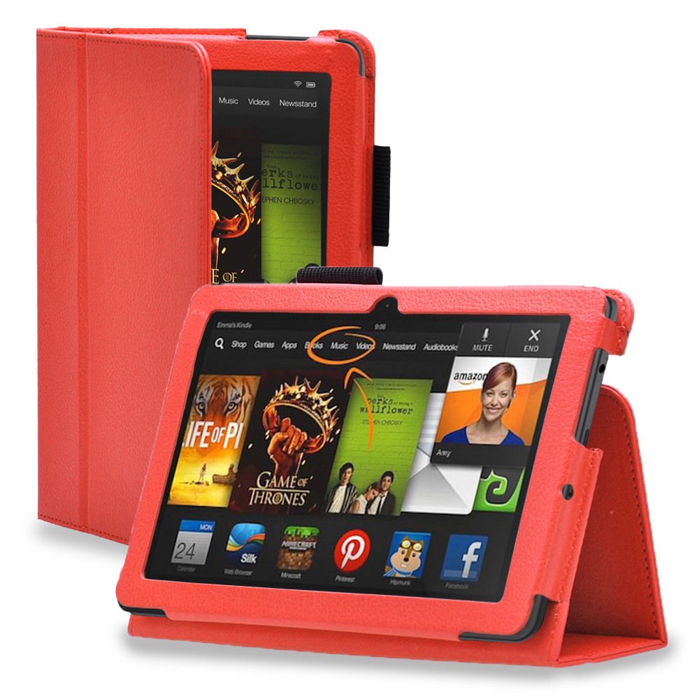 New PlainOrange Kindle Fire HDX 7" PU Leather Folio Stand Cover Case