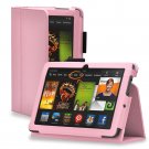 New Plain-Pink Kindle Fire HDX 7" PU Leather Folio Stand Cover Case