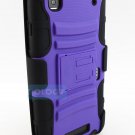 Purple & Black Zte Max N9520 Mobile Rugged Case Cover Clip Holster Stylus Pen