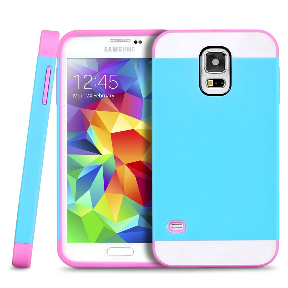 New Blue-Pink For Samsung Note 3 Multi Toned Hybrid Skin Hard Case Cover