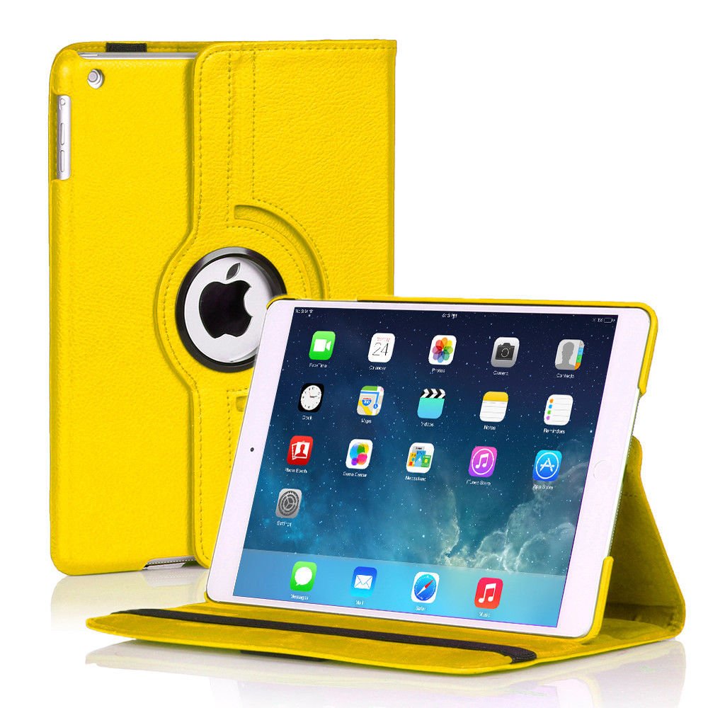 New Plain-Yellow iPad Air 2 iPad Mini iPad 4 3 2 Case Smart Stand Cover