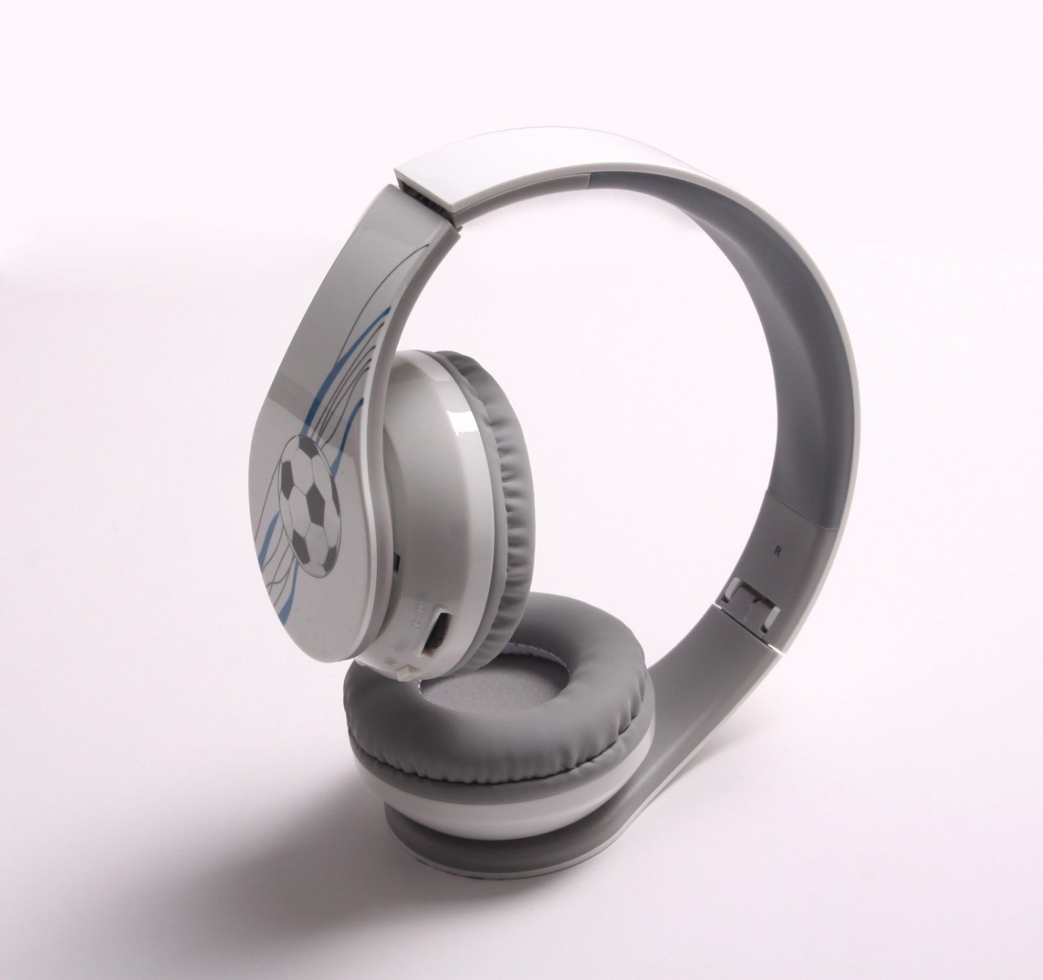 White Football & Hi-Fi Stereo Bluetooth 4.0 Headphones for Cell Phone Tablet PC Laptop