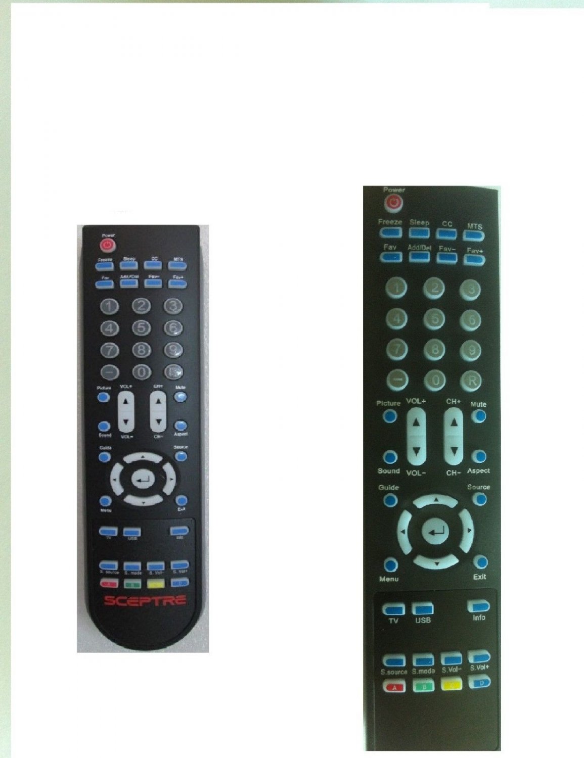 Sceptre Replace Remote f X505BVFHD X460BVFHD X425BVFHD X409BVFHD