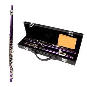 New16 Closed Holes C Tone Key Flute with Case Cloth Screwdriver
