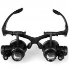 Double Eye Jewelry Watch Repair Magnifier Loupe Glasses With LED Light 8 Lens