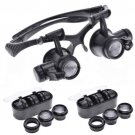 New 10X LED Double Eye Jeweler Watch Repair Magnifier Glasses Loupe 9892