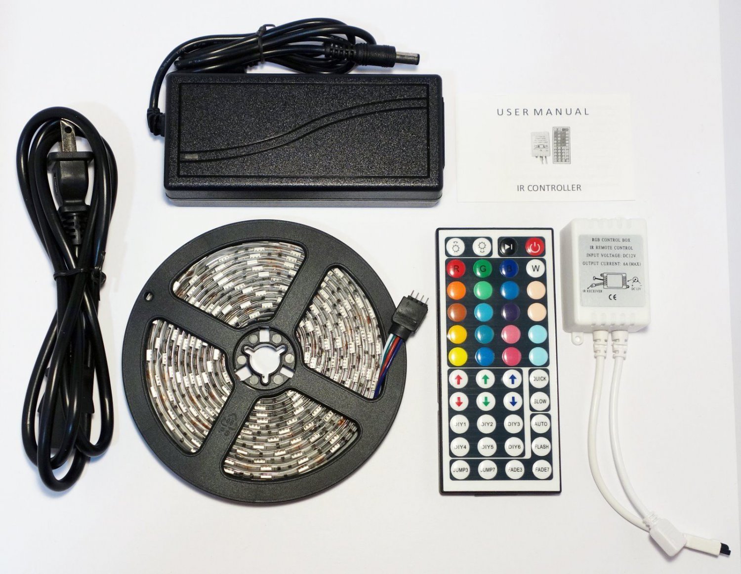 RGB 3M 10F Waterproof Outdoor LED Light Strip SMD 5050 44 Key Remote 12V 3A