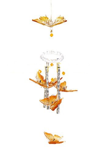 New Solar Color Changing LED Butterfly Wind Chime Light Landscape Path Lamp Post