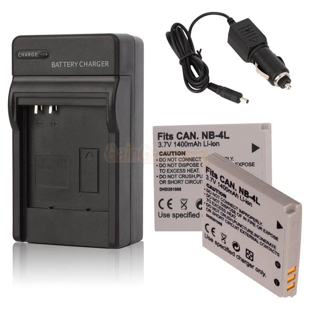 2 NB4L Battery,charger for Canon PowerShot ELPH 100 300 HS IXUS 115 220