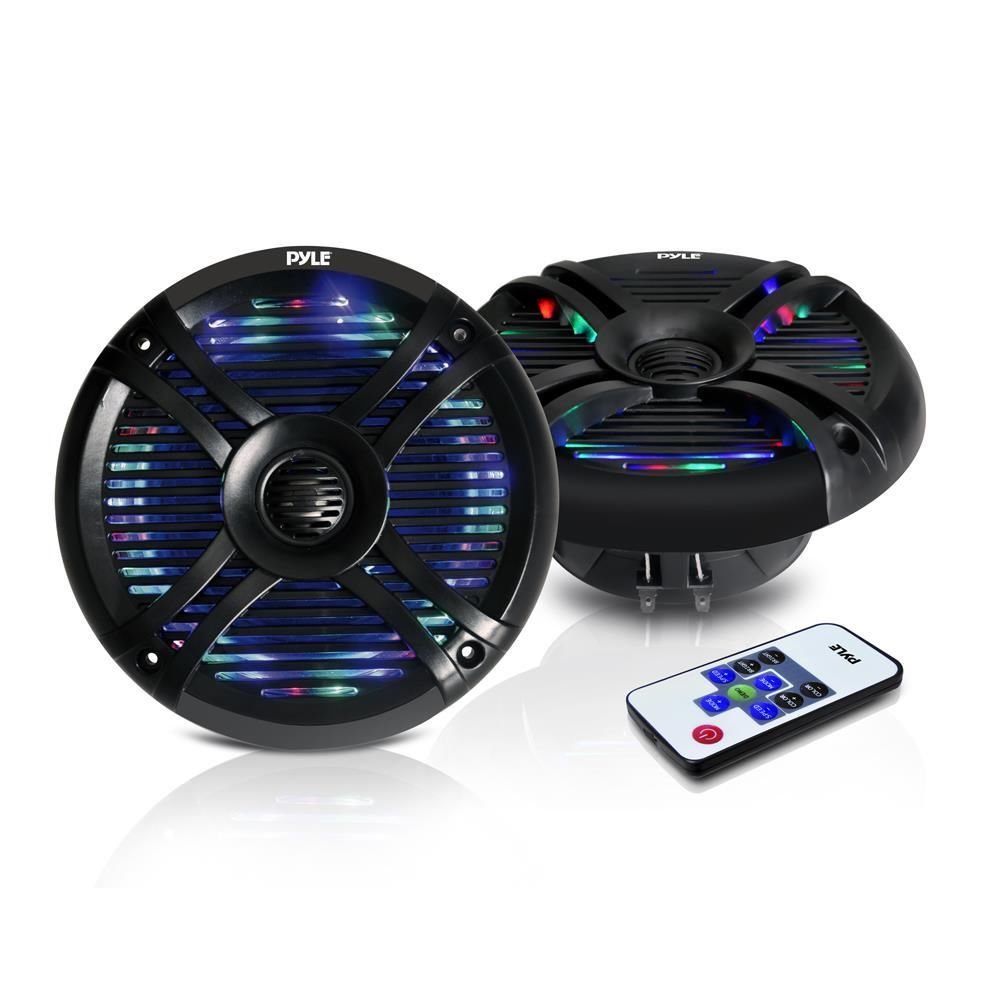 New Pair PLMRX68LEB 6.5 Marine waterproof Stereo Speakers WLED Lights